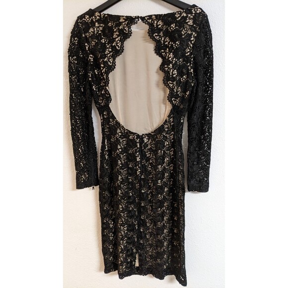 Women's Alice + Olivia Black Dandi Open-Back Lace Dress Size 6 - Picture 3 of 16